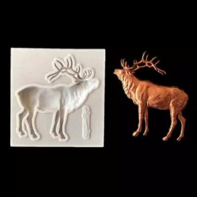 Molde de silicona de alce de Navidad chocolate fondant Sugarcraft hágalo usted mismo resina de arcilla Foto 1 de 2