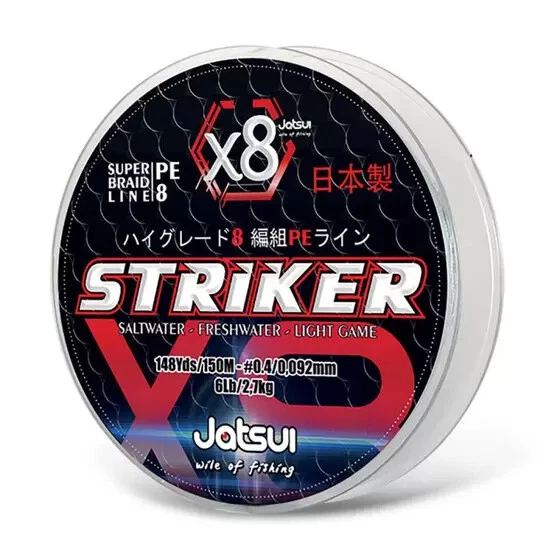 MULTIFIBRA TRECCIATO PESCA SPINNING EGING JATSUI STRIKER X8 COLORE GREY 150 MT  - Immagine 1 di 1