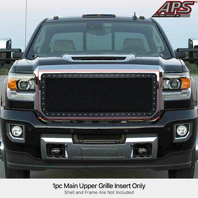 Подходит для GMC Sierra 2500/3500 2015-2019 годов выпуска верхняя заклепка черная сетка решетка вставка - Изображение 1 из 4