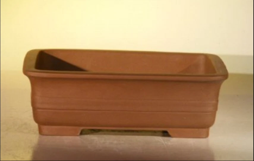 Tan Ceramic Unglazed Bonsai Pot Rectangle Outside Dimension 10"x 7.875"x 3.125" - Image 1 of 1