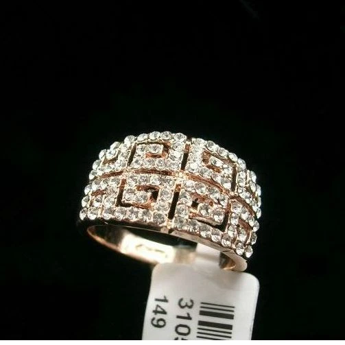 Impresionante anillo banda de moda estilo griego filigrana cristal GF de oro rosa de 18 quilates para mujer Foto 1 de 1