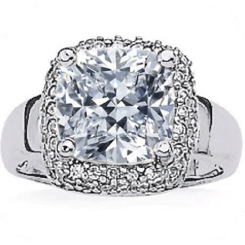 2 ct center Cushion cut Diamond Halo Engagement Solitaire Ring 14k White Gold - Image 1 of 1