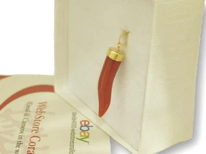 Anhänger im korallE Horn und Gold 18 k mit 750 massiv für Damen Herren edelstein - Picture 1 of 3