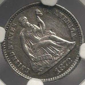 1872 DDO FS-101 Seduto Liberty Mezza Dima Doppio Die NGC AU Dettagli Pulito - Foto 1 di 5