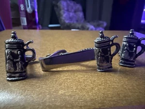 Oktoberfest Beer Stein cufflinks clip Sterling silver - Picture 1 of 6