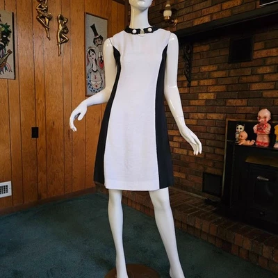 Vestido De Colección Años 60 Era Espacial Mod Bloques de Color Youthquake Mini Cóctel Fiesta Go Go S/M Foto 1 de 4