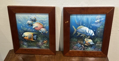 套装 2 Charles Redmond Benolt 热带鱼 3D 提高油画原件。 签名版 — 第 1/4 张图片