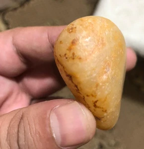 Natural Unpolished Egyptian Yellow Agate 74g – Raw Veined Gemstone Egypt - Picture 1 of 10