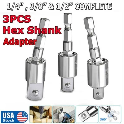 1/2" 1/4" 3/8" Hex Shank Drill Bit Wrench Socket Adapter Extension Drive Ratchet - Image 1 of 4