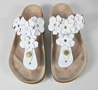 Sandalias Birkenstock Mujer GIZEH FLOWER Cuero Blanco Puntera Tanga Talla 36/US 5 Foto 1 de 4