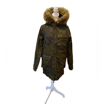 Burton BRTN Camuflado Invierno Abrigo Chaqueta Con Capucha De Piel Para Mujer Talla Pequeña Foto 1 de 4