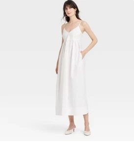 Maxi Vestido Para Mujer Seersucker Línea A - Un Nuevo Día Blanco XS - Imagen 1 de 3