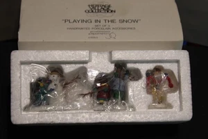 Dept 56 Playing In The Snow Set of 3 #55565 Heritage Village Collection - Picture 1 of 5