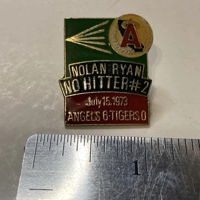 VINTAGE 1973 Nolan Ryan No Hitter #2 COLLECTIBLE PIN CA California Angels LA MLB - Image 1 of 3