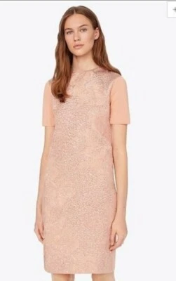 Tory Burch Floral Cloque Front Sweater Dress Size Small in Alabaster/Rose Gold  - Image 1 of 4