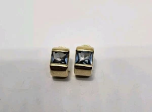 Beautiful Pair of 9ct Yellow Gold and Blue Topaz Earrings - Picture 1 of 5
