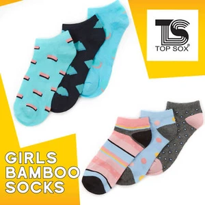 TOPSOX 3 Pairs Trainer Liner Bamboo Girls Kids Junior Socks Low Cut Summer New - Picture 1 of 5