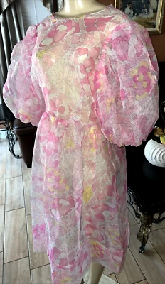 AMANDA UPRICHARD Rosa Floral Transparente Gasa Capa Mangas Globo Talla M. Nuevo sin Etiquetas bt6 Foto 1 de 4