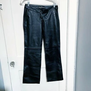 Joseph Israel 100% Stretch Lamb Leather Black Pants Women's Size 2 Biker y2k - Picture 1 of 5