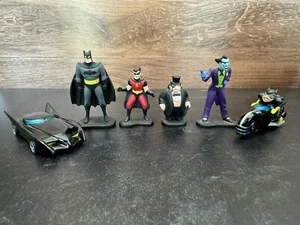 VTG Kenner Batman Adventures DieCast Robin Penguin Joker Batmobile BatCycle set6 - Picture 1 of 24