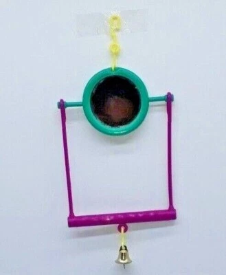 Schaukel mit Spiegel und Glocke Wellensittich  B 10x H 20 cm Vogelschaukel - Bild 1 von 4