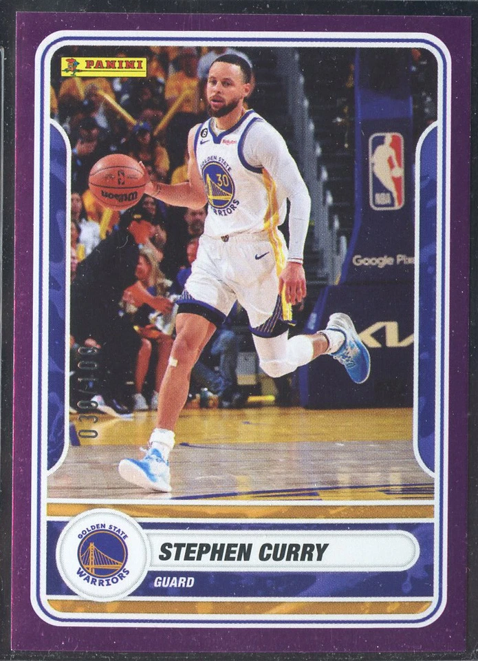 1/1 JERSEY # PURPLE FOIL 23-24 PANINI STICKER CARD STEPHEN CURRY 30/100 MADE - Image 1 of 1