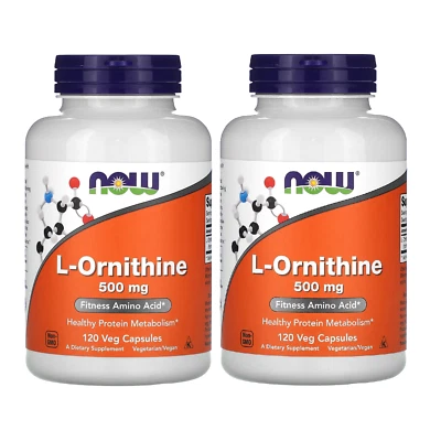 Now Foods (2 PACKS) L-Ornitina 500 mg 120 Cápsulas Vegetales Foto 1 de 4