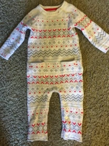 BABY B'GOSH Fair Isle Winter Nordic Pattern Sweater-knit 1-Pc ROMPER, 12 Months - Picture 1 of 3