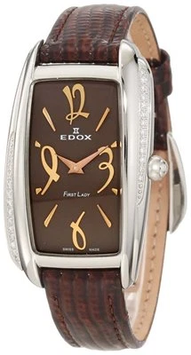 Reloj Edox Mujer 21222 3D BRIR Primera Dama Hecho en Suiza Esfera Marrón Cuero DIAMANTE Foto 1 de 4