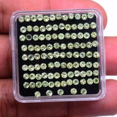VVS 100 Stück Natürlich Peridot 2.5mm Rund Schliff Kalibriert Locker Edelsteine - Bild 1 von 4