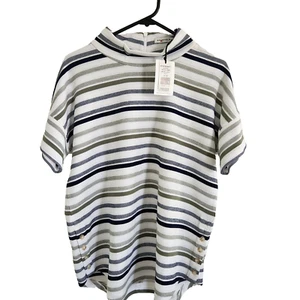 Sportscraft Top Womens Size S Grey White Aria Roll Neck Striped BNWT $129 - Picture 1 of 8
