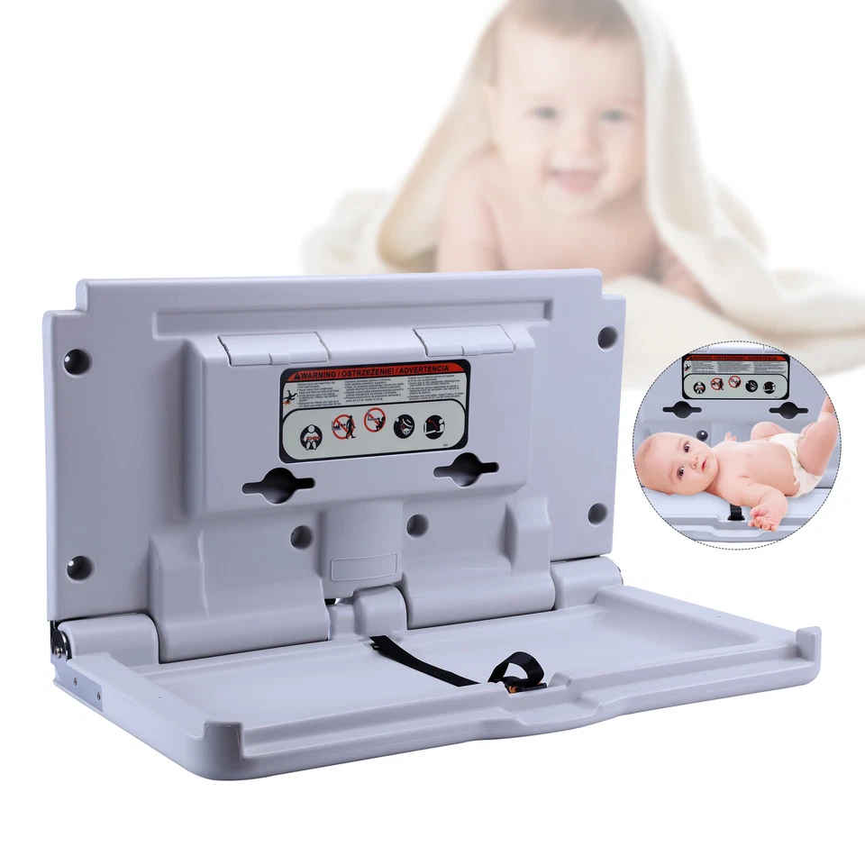 Commercial Wall Mounted Baby Changing Table Baby Change Station W/Safety Strap - image 1 of 4