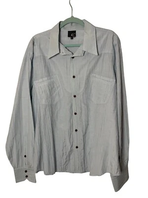 Camisa Just Cavalli Para Hombre De Colección Talla 2XL Azul Claro Abotonada Arrugada Texturizada Foto 1 de 4
