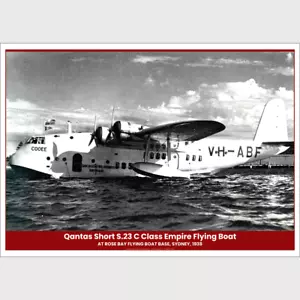 Qantas S23 Flying Boat Historical Art Print - Rose Bay FB Base - 3 sizes poster - Picture 1 of 5