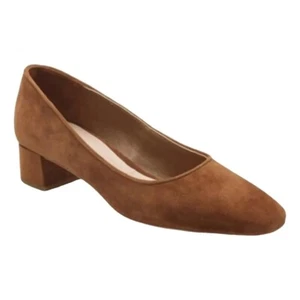 $380 LOEFFLER RANDALL NERINE SUEDE MID HEEL PUMP BROWN POINTY SQUARE 11.5 (MG5) - Picture 1 of 6