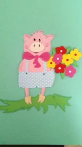 fensterbild tonkarton frühling , sommer,herbst , Geburstag , Glückschweinchen - Bild 1 von 2