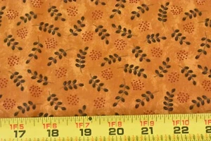 By 1/2 Yd, Brown Leaves on Marbled-Rust, Moda, Gervais, "Gobble Gobble", V412 - Picture 1 of 7