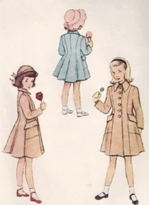 Vintage 1940’s Sewing Pattern McCalls 7805 Childs Princess Seamed Coat Size 8 - Picture 1 of 14