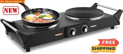 Estufa eléctrica portátil de 1800 W con placa calefactora y doble quemador con.. - Image 1 of 4