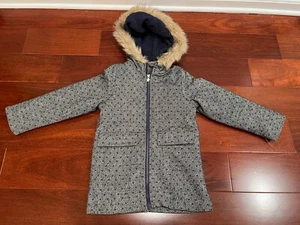 Oshkosh Tweed Hooded Coat w/ Hearts, Blue and Gray, L (6X), Very Good Condition - Picture 1 of 11