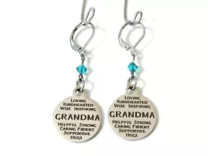 Pendientes Abuela con Piedra Natal, Regalo Abuela Joyería Cumpleaños Abuela - Imagen 1 de 4
