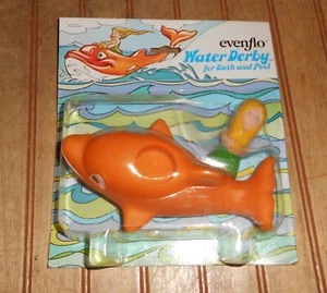 Vintage 1970's Evenflo Water Derby for Bath & Pool Mermaid and Dolphin Toy NIP - Picture 1 of 4