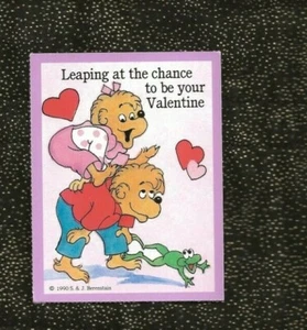 Vintage UNBENUTZT 1990 Valentine BERENSTAIN BÄREN spielen Sprungfrosch STIERFROSCH - Bild 1 von 2