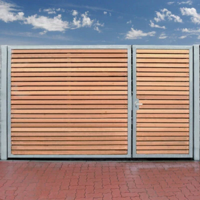 Einfahrtstor 300 x 180cm mit Holz 2Flügel asymmetrisch feuerverzinkt Holztor NEU - Bild 1 von 2
