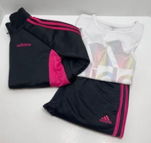 ADIDAS Youth Girl's Zip Up Jacket & Tee--Size 14 w/ Jogger Pants--Size 10/12 - Picture 1 of 7