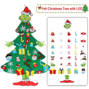 4.5ft Grinch DIY Felt Christmas Tree Set 37pcs Detachable Ornaments Wall Hanging - Picture 1 of 7