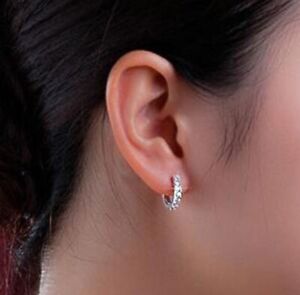 0,50 Karat Labor erstellt Diamant kleine Huggie Hoop Ohrringe in 14K weiß vergoldet