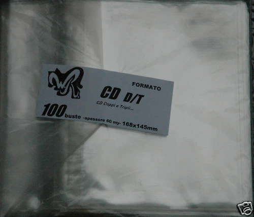 CD D/T - WR BUSTE pacco da 100 -Cofanetti CD Doppi e Tripli e PS1 doppi e tripli