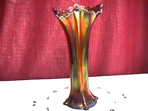 "VIER SÄULEN" 9" VASE HERVORRAGENDES KOBALTBLAUES KARNEVALSGLAS VON: NORTHWOOD - Bild 1 von 24