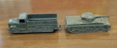 Vintage Midgetoy 4.5" Green Military Troop Transport Truck & 4" Military Tank... - Image 1 of 4